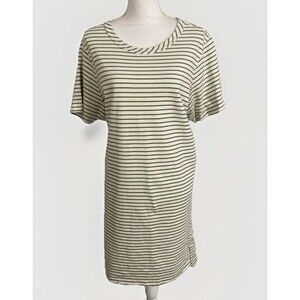 Buffalo David Bitton Shirt Dress XL Green Striped Short Sleeve Casual Stylish